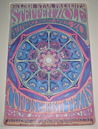 Steppenwolf Concert Poster 1969 Corpus Christi Texas 420 Show Timothy Dixon Rare