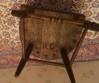 Dollhouse miniature vintage 18th c.  low back Windsor/captain ' s chair,  signed 6