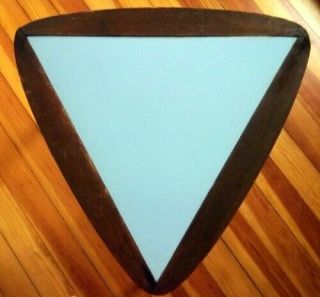 Vintage Arthur Umanoff MCM Danish Modern Triangle Teak Baby Blue Formica Table 2
