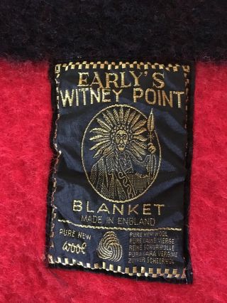 EARLY ' s Witney Point Pure Wool Blanket 5 Point Vintage Made In England Red 6