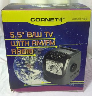 Vintage Cornet Portable 5.  5 " Black & White Television With Am / Fm Radio