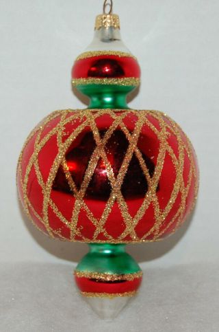 Ret Vintage Radko Jumbo Spintop Christmas Ornament 93 - 302 - 1
