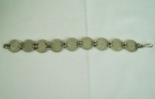 Vintage British Three Pence Silver 9 Coin Bracelet 1930 