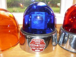Vintage Federal Signal Beacon Ray Blue Glass Dome K - Marked