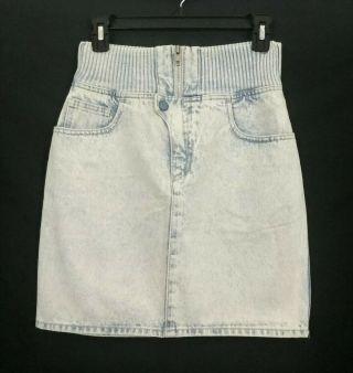 Vintage 1980s La Gear Acid Wash Denim Mini Skirt Juniors Size 5 Rare Sample