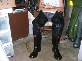 Vintage Lacrosse Black Rubber Hip Boots Waders Sz 12 Usa Made