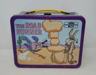 Rare Vintage The Road Runner Warner Bros Tin Metal Lunchbox Lunch Box 1970 