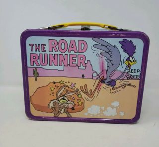 RARE VINTAGE THE ROAD RUNNER WARNER BROS TIN METAL LUNCHBOX LUNCH BOX 1970 ' S 4