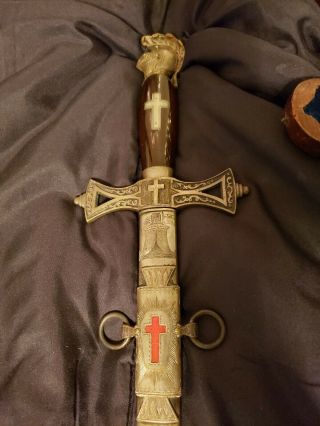 Rare Pre - Civil War Masonic Knights Templar Sword /Scabbard /Case from 1858 2
