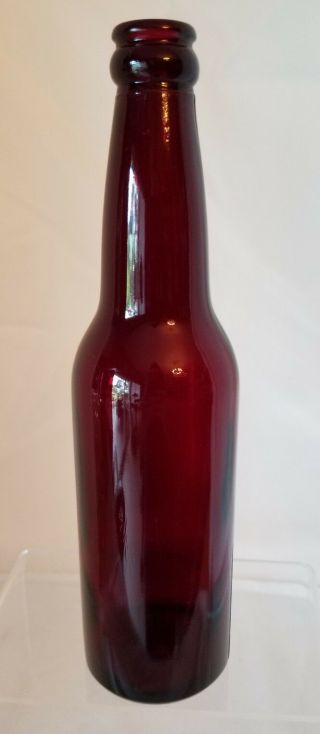 Vintage Anchor Hocking Royal Ruby Red Glass Schlitz Beer Bottle Rare - 8569 - 5