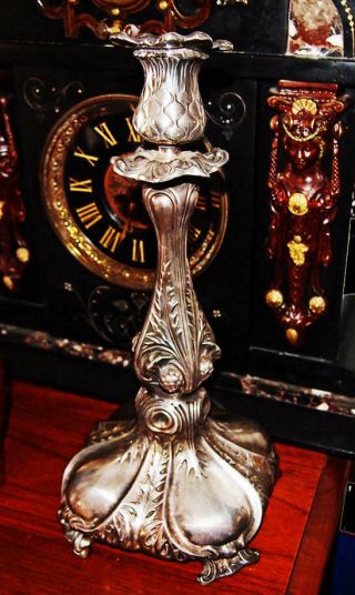 Vintage 13 " Candlestick Silver Plate Thistle Flowers & Leaves Tundric Styling