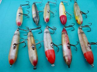 VINTAGE 10 HEDDON NOSE TIE ZARA SPOOKS - 7 DIFFERENT COLOR PATTERNS 5