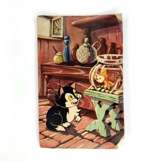 Vtg Disney Figaro & Cleo Squeaker Post Card Disneyland Squeaky Postcard Souvenir