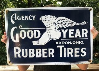 Vintage Good Year Rubber Tires Porcelain Sign