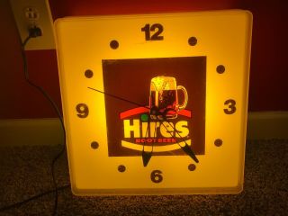 Vintage Rare Hires Root Beer Soda Lighted Clock Advertising Sign