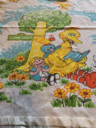 RARE VINTAGE 1970 ' S SESAME STREET BIG BIRD COTTON THERMAL BABY BLANKET 36x40 2