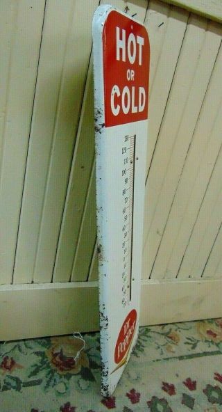 VINTAGE Dr.  PEPPER HOT OR COLD METAL THERMOMETER Advertising Tin Sign 2