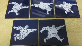 Vintage Michelin Man Figure Bibendum Tiles Ceramic Sign