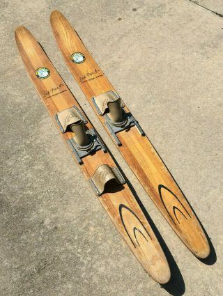 Vintage Wooden Cypress Gardens,  Dick Pope Jr Water Skis Wood 68 "