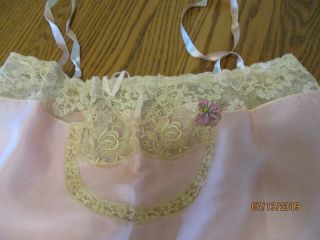 Fabulous 1920 ' s pink silk w/lace Teddy undergarment never worn 6