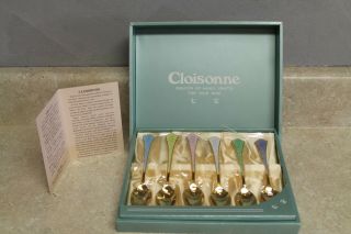 Vintage Set Of Six Japan Cloisonne Spoons