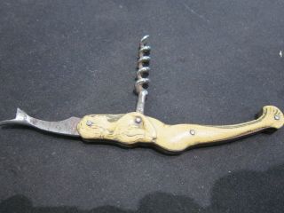 Vintage Corkscrew - Mermaid Handle " Ges.  Geschutz "
