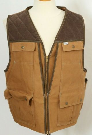 Vintage Carhartt Brown Duck Quilted Corduroy Hunting Shooting Vest Usa Men 