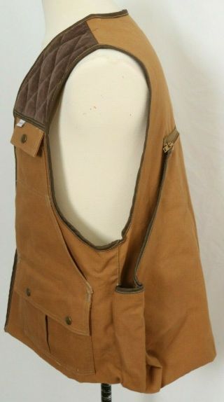 Vintage Carhartt Brown Duck Quilted Corduroy Hunting Shooting Vest USA Men ' s L 5