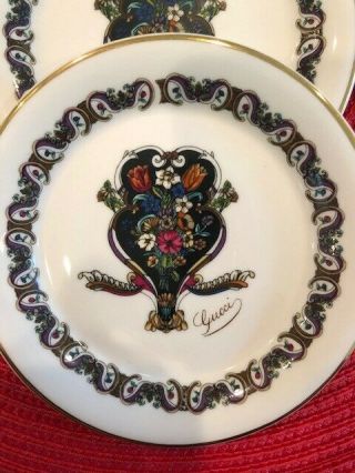 Rare Vintage Gucci Fine Bone China Set Of 6 Biscuit Plates - Pre - Owned