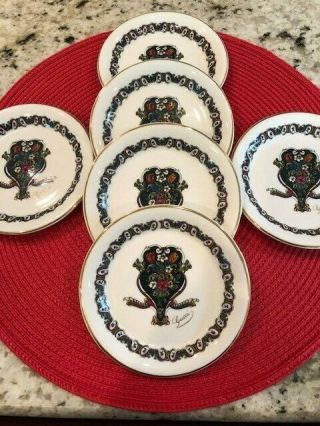 Rare Vintage Gucci Fine Bone China Set of 6 Biscuit Plates - pre - owned 2