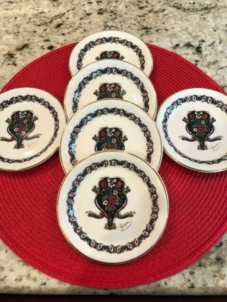 Rare Vintage Gucci Fine Bone China Set of 6 Biscuit Plates - pre - owned 8