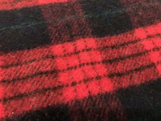 Vintage Pendleton Red Black Green Plaid Fringe Throw Blanket Wool Old Stock 8