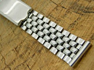 Vintage Stainless Steel Watch Band 18mm Beads Of Rice Deployment Mens Pre - Owned
