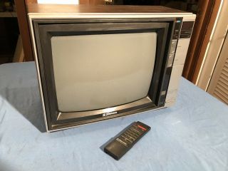 Vtg Emerson 1980s Wood Grain Tv Television Modern Swag Gaming Remote Ecr1350