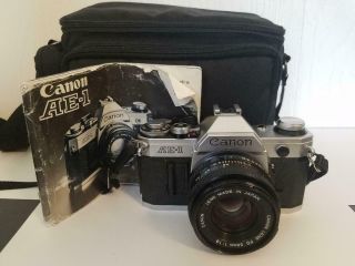 Vintage Canon Ae - 1 35mm Slr Film Camera With Fd 50 Mm Lens 1:1.  8 Lense