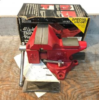 Nos Vintage Sears Swivel Bench Vise With Anvil 4 - 1/2 Inch.  9 - 51763