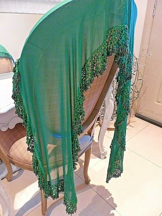 Vintage Beaded Shawl - Belly Dancing? Emerald Green