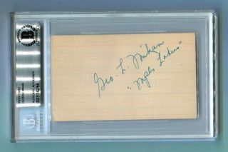 George Mikan Signed Index Card 3x5 Autographed Lakers Vintage Sig Beckett Bas