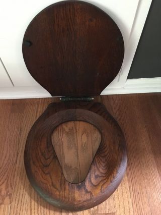 Antique Salvaged Oak Toilet Seat Bathroom Vintage