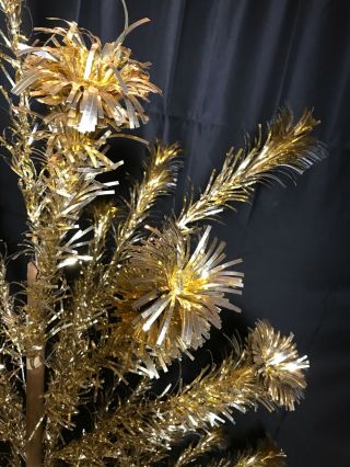 Vintage 50s 60s Mid Century Atomic RARE 6 ' Gold Aluminum Christmas Tree 6