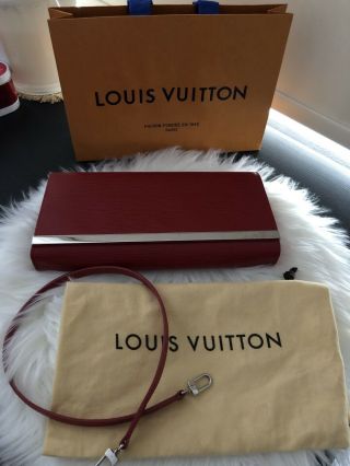 Louis Vuitton Sevigne Red Epi Leather Clutch Purse Bag Euc Rare ❤️