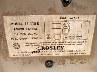 Vintage 1940 ' s Crosley Model 11 - 118U Bullseye Midget Deco Tube Radio Bakelite 6