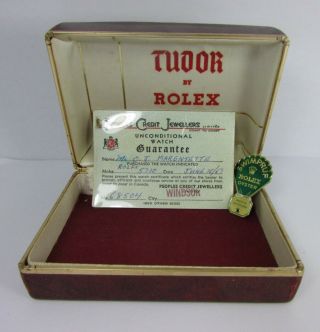 Vintage 1967 Tudor By Rolex 5710 Watch Box,  Certificate And Tag