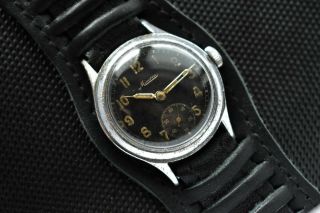 Rare Military Wehrmacht Officers Wrist Watch Minerva Dh Ww2 Serviced