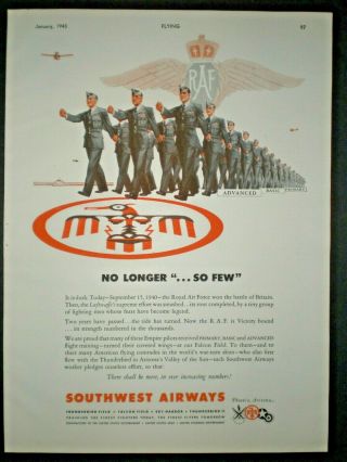 1943 Raf Southwest Airways Wwii Vintage Trade Print Ad