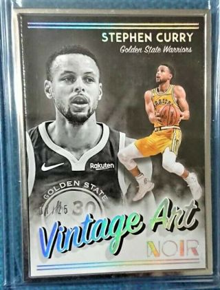 2018 - 19 Panini Noir Stephen Curry Framed Vintage Art Sp /25 Warriors