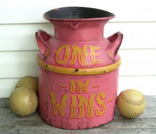 Vintage Carnival Milk Can Target Game Hand Painted Midway Arcade Folk Art Sign