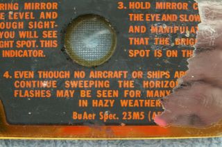 VINTAGE (WWII) BUAER USN PILOTS EMERGENCY SIGNAL SURVIVAL MIRROR MARK 3 2