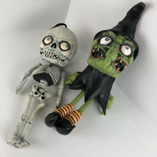 Halloween Skeleton Witch Latex Rubber Decor Prop Hanging Vtg Paper Magic Group