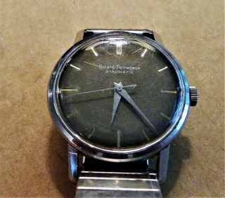 RARE VINTAGE GIRARD PERREGAUX GYROMATIC WATCH DEEP GRAY DIAL GOLD MARKS 5